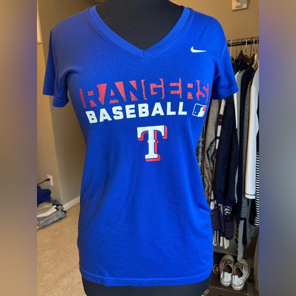 Nike MLB Tops - Nike Texas Rangers dri fit vneck Tshirt size small